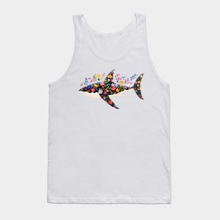 Abstract Floral Shark Silhouette Tank Top